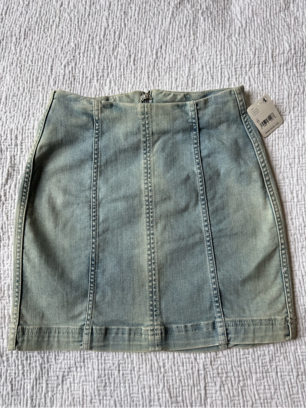 Free People Washed Light Blue Denim Panel Pencil Skirt